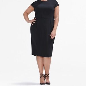 MM Lafleur The Masha Sheath Dress Black Plus Size +2 US 22W-24W Workwear Capsule